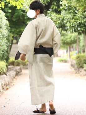 「アイテム（浴衣、ホワイト系）」を使った、howellさん（メンズ・175cm）の夏コーディネート