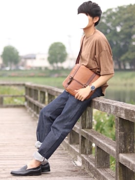 「FOSSIL（フォッシル）のアイテム（バッグ）」を使った、howellさん（メンズ・175cm）の夏コーディネート