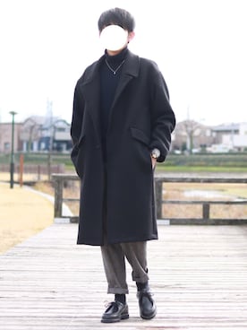 「オーバーコート」｜「アイテム（アナログ腕時計）」を使った、howellさん（メンズ・175cm）の冬コーディネート