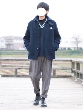Danton メルトンコートを使ったメンズ人気ファッションコーディネート Wear