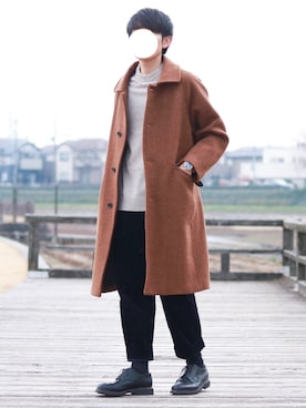 「2018マイベストコーデ」｜「アイテム（ステンカラーコート）」を使った、howellさん（メンズ・175cm）の冬コーディネート