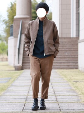 「ノーカラーシャツ」｜「アイテム（ブルゾン）」を使った、howellさん（メンズ・175cm）の春コーディネート