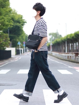 「マリンコーデ」｜「アイテム（ブーツ）」を使った、howellさん（メンズ・175cm）の夏コーディネート