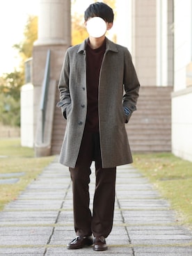 「ストレートパンツ」｜「アイテム（ステンカラーコート）」を使った、howellさん（メンズ・175cm）の秋コーディネート
