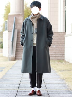 「白靴下」｜「アイテム（ローファー）」を使った、howellさん（メンズ・175cm）の冬コーディネート