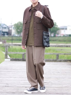 「秋のカフェオレコーデ」｜「アイテム（その他アウター）」を使った、howellさん（メンズ・175cm）の秋コーディネート