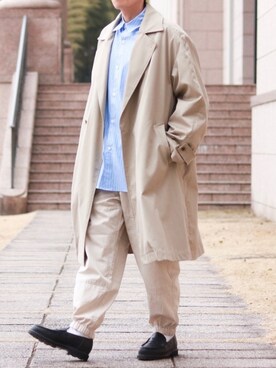「ADAM ET ROPE'（アダムエロペ）のアイテム（トレンチコート）」を使った、howellさん（メンズ・175cm）の冬コーディネート