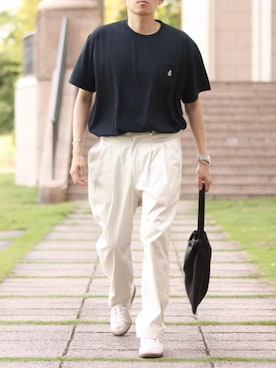 「LENO（リノ）のアイテム（パンツ）」を使った、howellさん（メンズ・175cm）の夏コーディネート
