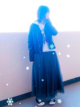 「CIAOPANIC TYPY（チャオパニックティピー）のアイテム（ライダースジャケット）」を使った、ゆあ。さん（レディース・158cm）の冬コーディネート