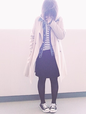 「e.r.g*（イーアールジー）のアイテム（ジャケット/アウター）」を使った、ゆあ。さん（レディース・158cm）の冬コーディネート