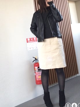 「CIAOPANIC TYPY（チャオパニックティピー）のアイテム（ライダースジャケット）」を使った、ゆあ。さん（レディース・158cm）の冬コーディネート