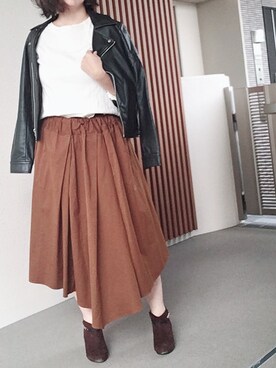 「CIAOPANIC TYPY（チャオパニックティピー）のアイテム（ライダースジャケット）」を使った、ゆあ。さん（レディース・158cm）の秋コーディネート