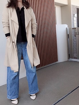 「e.r.g*（イーアールジー）のアイテム（ジャケット/アウター）」を使った、ゆあ。さん（レディース・158cm）の春コーディネート