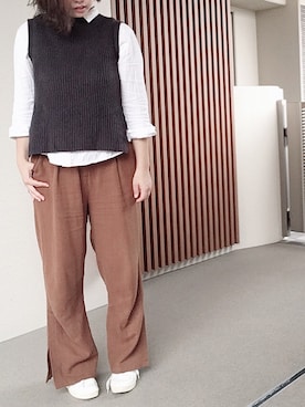 「e.r.g*（イーアールジー）のアイテム（トップス）」を使った、ゆあ。さん（レディース・158cm）の秋コーディネート