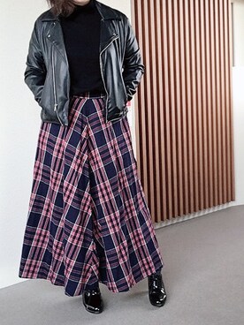 「CIAOPANIC TYPY（チャオパニックティピー）のアイテム（ライダースジャケット）」を使った、ゆあ。さん（レディース・158cm）の秋コーディネート