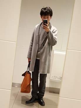 「BEAUTY&YOUTH UNITED ARROWS」｜「アイテム（チェスターコート）」を使った、はなまるさん（メンズ・172cm）の冬コーディネート