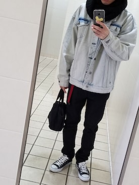 「GIORDANO」｜はなまるさん（メンズ・172cm）の冬コーディネート
