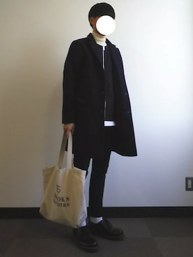 「ノーカラージャケット」｜「アイテム（チェスターコート）」を使った、√17さん（メンズ・173cm）の秋コーディネート