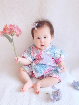 「petit main（プティマイン）のアイテム（浴衣）」を使った、yotachiさん（キッズ・70cm）の夏コーディネート
