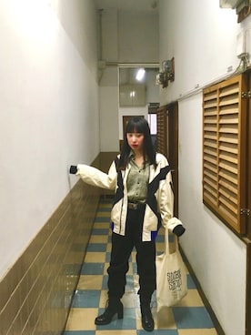 「FACETASM（ファセッタズム）のアイテム（ジャケット/アウター）」を使った、あまつさえさん（レディース・153cm）の春コーディネート