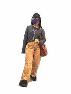 「ワークパンツ」｜「アイテム（カーゴパンツ、ブラウン系）」を使った、あまつさえさん（レディース・153cm）の夏コーディネート