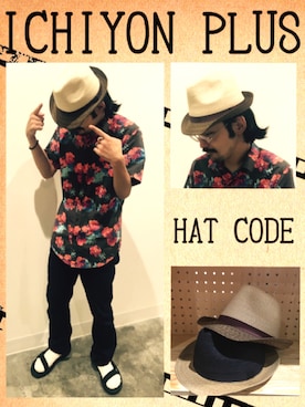 「ハットコーデ」｜14+ イオンモール多摩平の森店 スタッフさん（レディース・160cm）の夏コーディネート