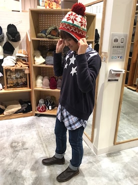 「寒い」｜「アイテム（帽子）」を使った、14+ イオンモール多摩平の森店 スタッフさん（レディース・160cm）の秋コーディネート