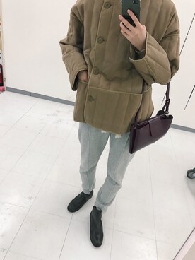 「BLACK BY MOUSSY（ブラックバイマウジー）のアイテム（その他アウター）」を使った、ヘジュ©︎さん（レディース・163cm）の冬コーディネート