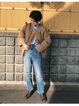 「BLACK BY MOUSSY（ブラックバイマウジー）のアイテム（その他アウター）」を使った、ヘジュ©︎さん（レディース・163cm）の冬コーディネート