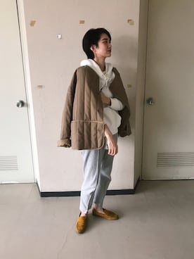 「BLACK BY MOUSSY（ブラックバイマウジー）のアイテム（その他アウター）」を使った、ヘジュ©︎さん（レディース・163cm）の冬コーディネート