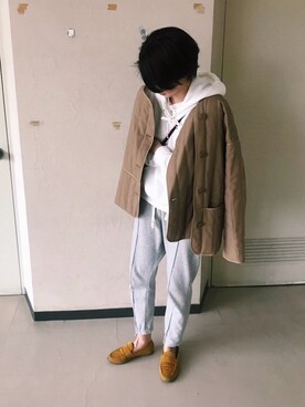 「BLACK BY MOUSSY（ブラックバイマウジー）のアイテム（その他アウター）」を使った、ヘジュ©︎さん（レディース・163cm）の冬コーディネート