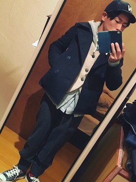 「FACTOTUM（ファクトタム）のアイテム（その他アウター）」を使った、takuyaさん（メンズ・158cm）の冬コーディネート