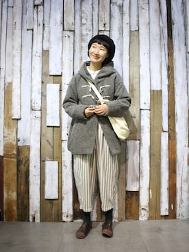 「SM2（エスエムツー）のアイテム（ダッフルコート）」を使った、岛石小川さん（レディース・158cm）の冬コーディネート