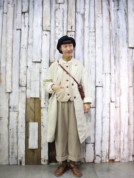 「SM2（エスエムツー）のアイテム（ピーコート）」を使った、岛石小川さん（レディース・158cm）の冬コーディネート