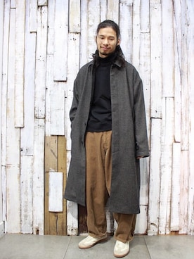 「koe（コエ）のアイテム（ダッフルコート）」を使った、岛石小川さん（メンズ・174cm）の冬コーディネート