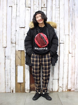 「RAGEBLUE（レイジブルー）のアイテム（ダウンジャケット/コート）」を使った、岛石小川さん（レディース・158cm）の冬コーディネート