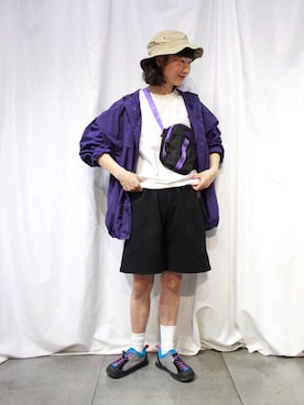 「BURLAP OUTFITTER（バーラップアウトフィッター）のアイテム（マウンテンパーカー）」を使った、岛石小川さん（レディース・158cm）の春コーディネート