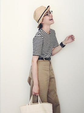 「MARGARET HOWEEL」｜「アイテム（アクセサリー）」を使った、Kanocoさん（レディース・170cm）の春コーディネート