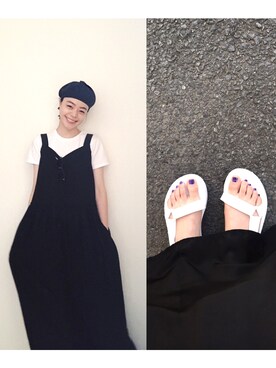 「Hanes」｜「アイテム（ワンピース/ドレス）」を使った、Kanocoさん（レディース・170cm）の夏コーディネート