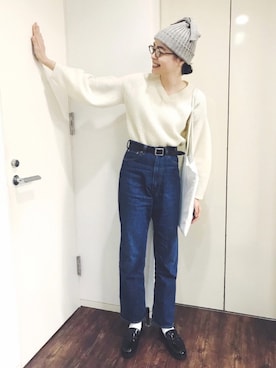 「Steven Alan（スティーブンアラン）のアイテム（ニットキャップ/ビーニー）」を使った、Kanocoさん（レディース・170cm）の秋コーディネート