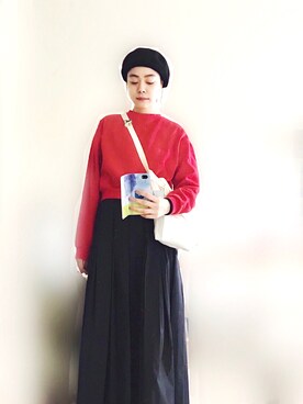「H&M（エイチ・アンド・エム）のアイテム（スウェット）」を使った、Kanocoさん（レディース・170cm）の冬コーディネート