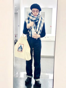 「コーディネート」｜「アイテム（ハンチング/ベレー帽）」を使った、Kanocoさん（レディース・170cm）の秋コーディネート