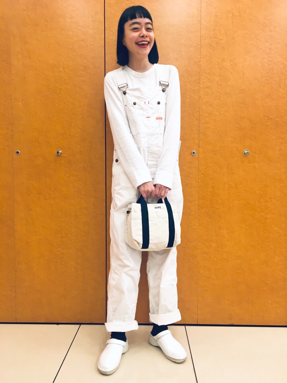 Kanocoさんの「＜PAY DAY×H＞WHITE OVERALL/オーバーオール（BEAUTY&YOUTH UNITED ARROWS）」を使ったコーディネート