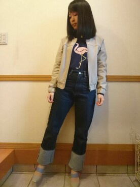 「URBAN RESEARCH（アーバンリサーチ）のアイテム（ノーカラージャケット）」を使った、kiさん（レディース・159cm）の春コーディネート