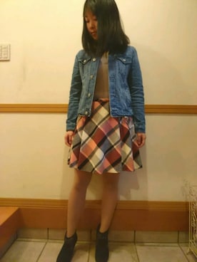 「バーバリー」｜「アイテム（デニムジャケット）」を使った、kiさん（レディース・159cm）の春コーディネート