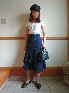 「OZOC（オゾック）のアイテム（キャスケット）」を使った、kiさん（レディース・159cm）の夏コーディネート