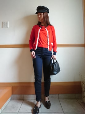 「OZOC（オゾック）のアイテム（キャスケット）」を使った、kiさん（レディース・159cm）の秋コーディネート