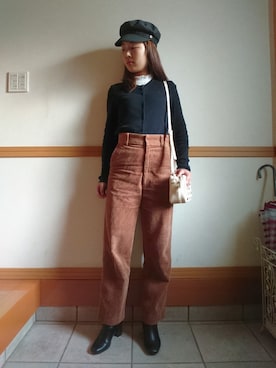 「OZOC（オゾック）のアイテム（キャスケット）」を使った、kiさん（レディース・159cm）の秋コーディネート