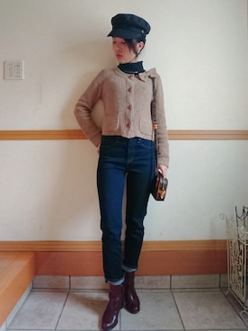 「OZOC（オゾック）のアイテム（帽子）」を使った、kiさん（レディース・159cm）の秋コーディネート