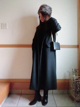 「チェーンバッグ」｜「アイテム（チェスターコート）」を使った、kiさん（レディース・159cm）の冬コーディネート